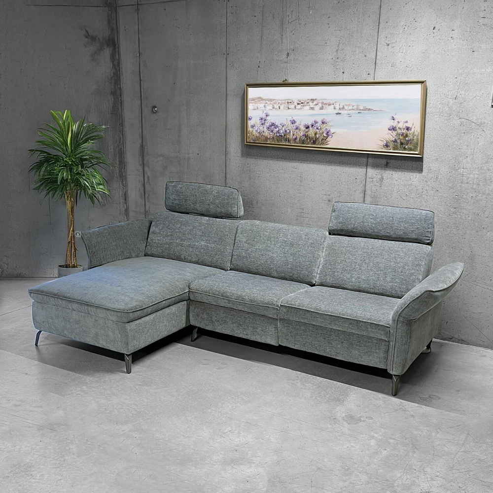 Home4You Kampinė sofa DAYTON RC, elektrinis atlošas, šviesiai pilka