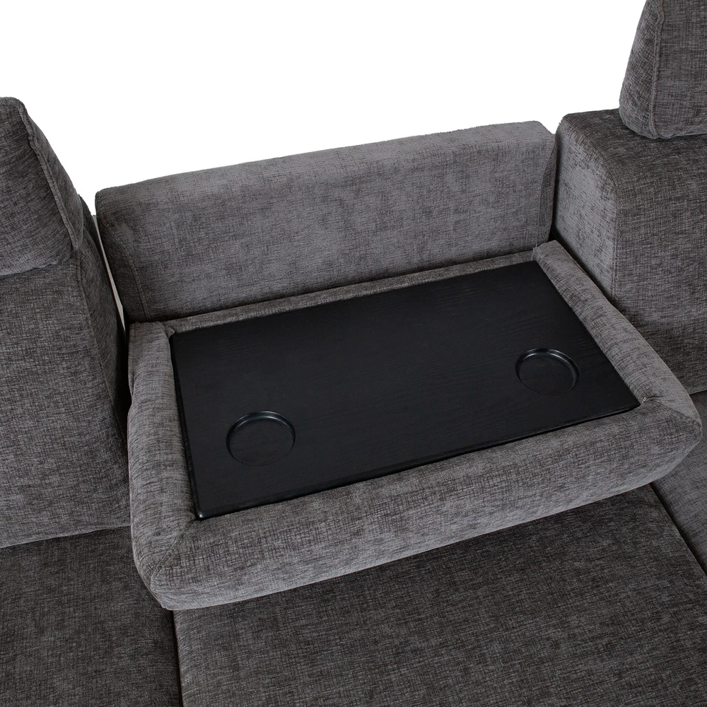 Home4You Kampinė sofa DAYTON RC, elektrinis atlošas, tamsiai pilka