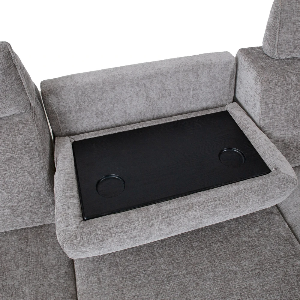 Home4You Kampinė sofa DAYTON RC, elektrinis atlošas, šviesiai pilka