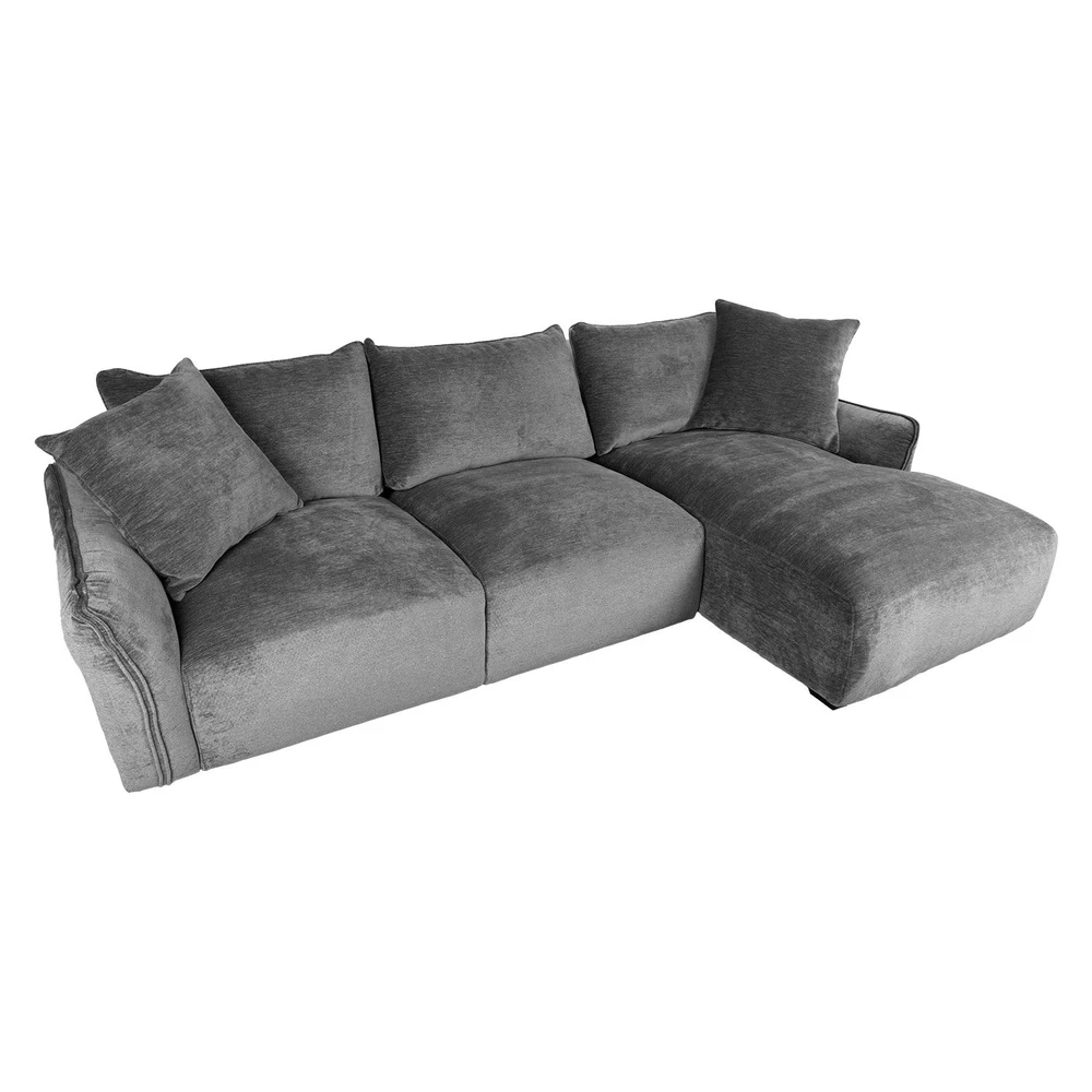 Home4You Kampinė sofa DIVI Dešininis Kampas, Pilka Veliūro Danga