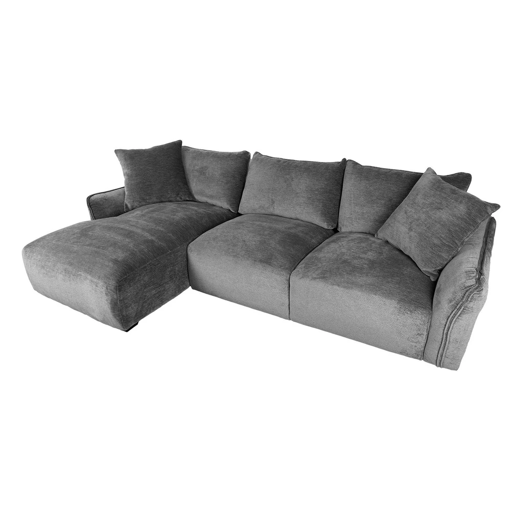 Home4You Kampinė sofa DIVI LC Pilka, Aksominė, Kairinis Kampas