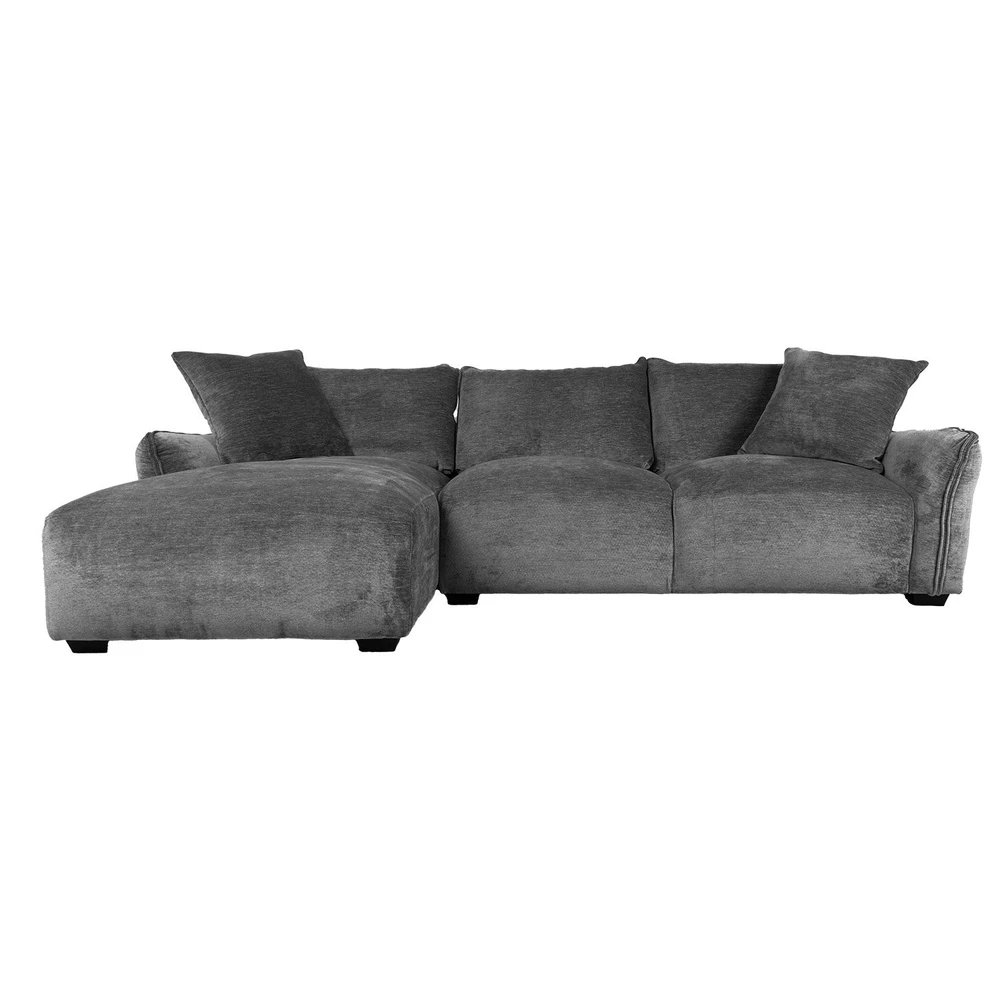 Home4You Kampinė sofa DIVI LC Pilka, Aksominė, Kairinis Kampas
