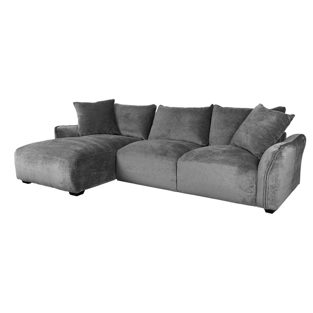 Home4You Kampinė sofa DIVI LC Pilka, Aksominė, Kairinis Kampas