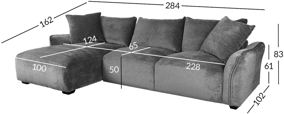 Home4You Kampinė sofa DIVI LC, pilka