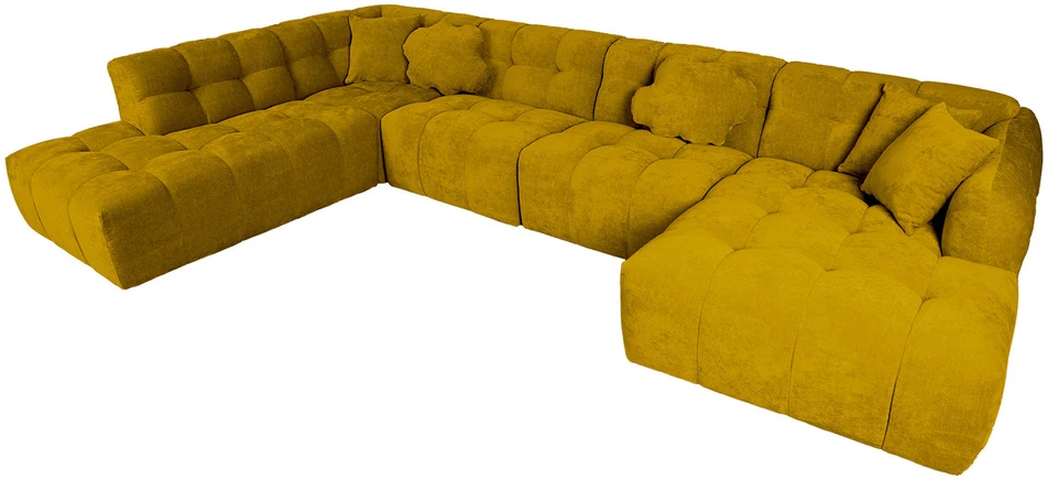 Home4You Kampinė sofa FORTE U-shape Rusvai Geltona, Kairinis Kampas