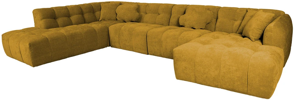 Home4You Kampinė U formos sofa FORTE LC, rusvai geltona