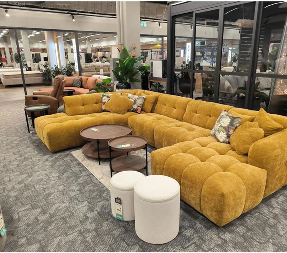 Home4You Kampinė sofa FORTE U-shape Rusvai Geltona, Kairinis Kampas