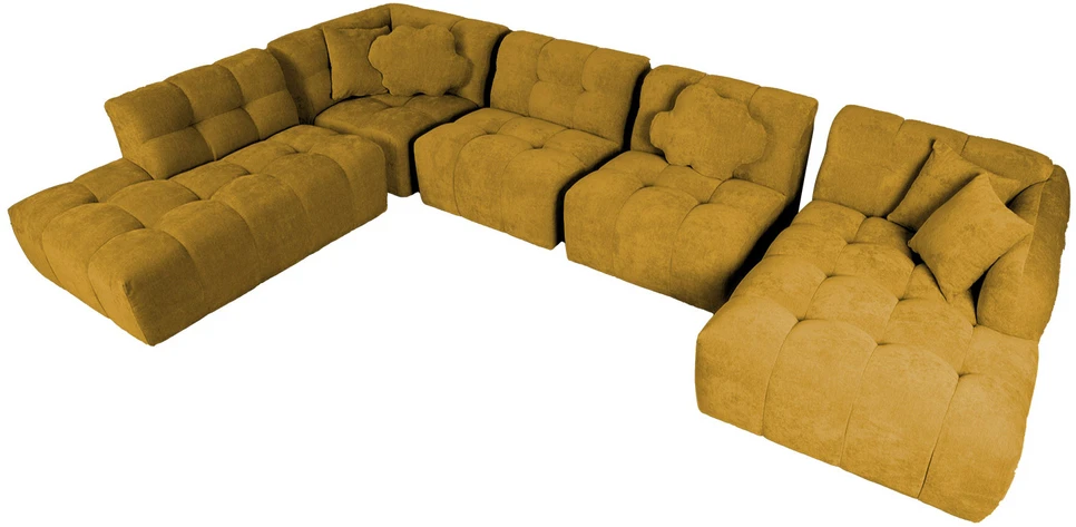 Home4You Kampinė sofa FORTE U-shape Rusvai Geltona, Kairinis Kampas