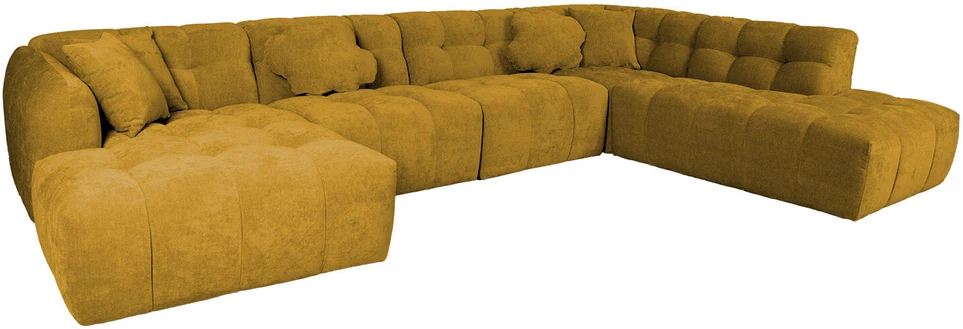 Home4You Kampinė U formos sofa FORTE RC, rusvai geltona