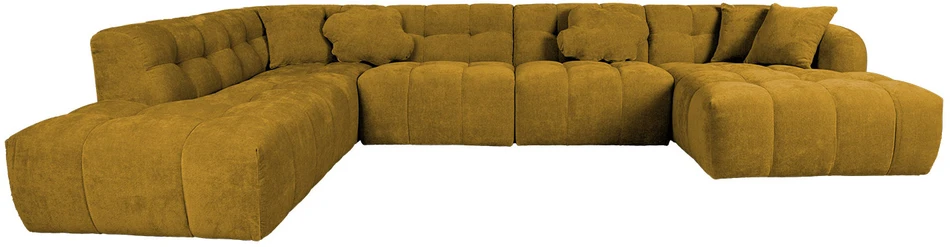 Home4You Kampinė sofa FORTE U-shape Rusvai Geltona, Kairinis Kampas