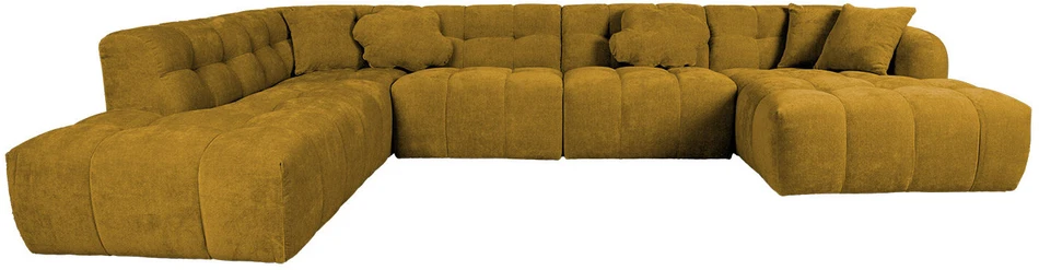 Home4You Kampinė sofa FORTE U-shape Rusvai Geltona, Kairinis Kampas