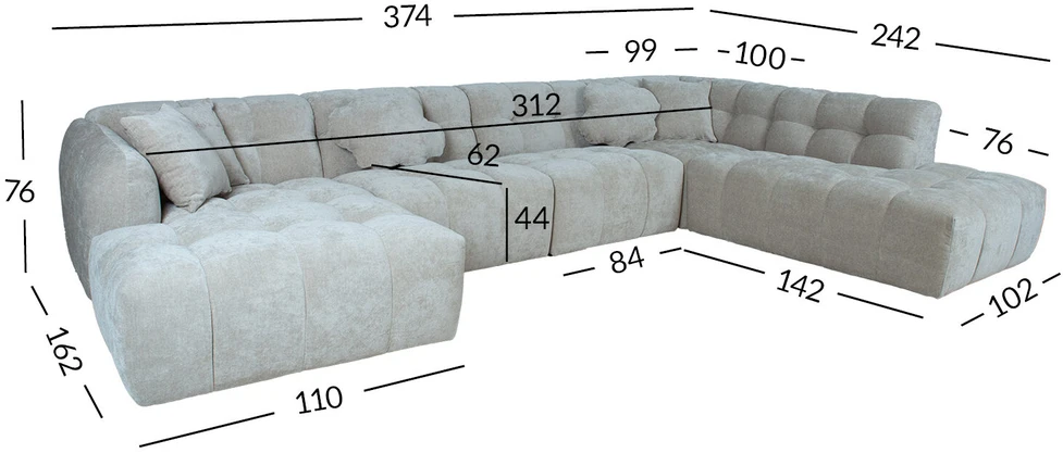 Home4You Kampinė sofa FORTE U formos RC, smėlio spalvos