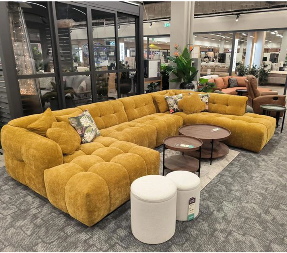 Home4You Kampinė sofa FORTE U-shape, Rudai Geltona, Dešininis Kampas