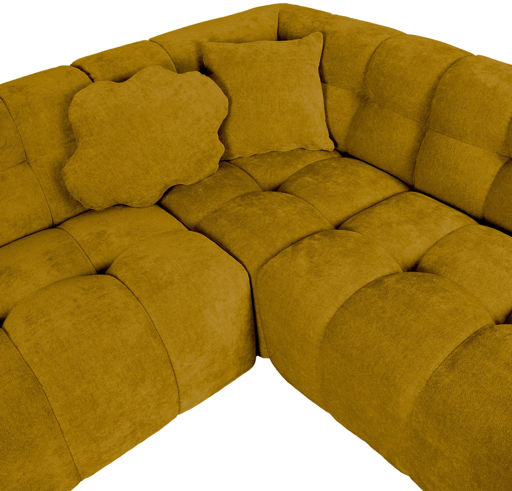 Home4You Kampinė sofa FORTE U-shape, Rudai Geltona, Dešininis Kampas