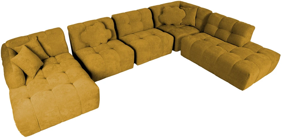 Home4You Kampinė sofa FORTE U-shape, Rudai Geltona, Dešininis Kampas