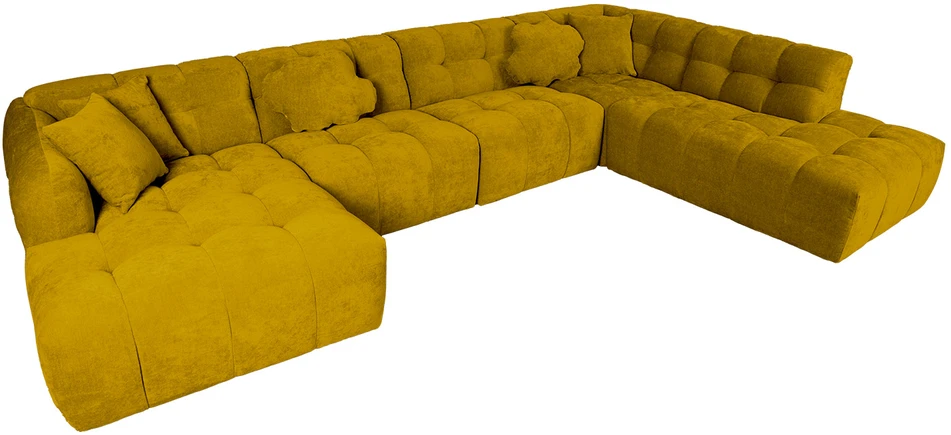 Home4You Kampinė sofa FORTE U-shape, Rudai Geltona, Dešininis Kampas