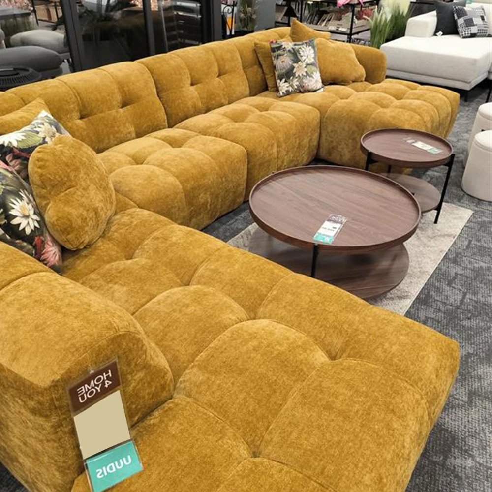 Home4You Kampinė sofa FORTE U-shape Rusvai Geltona, Kairinis Kampas