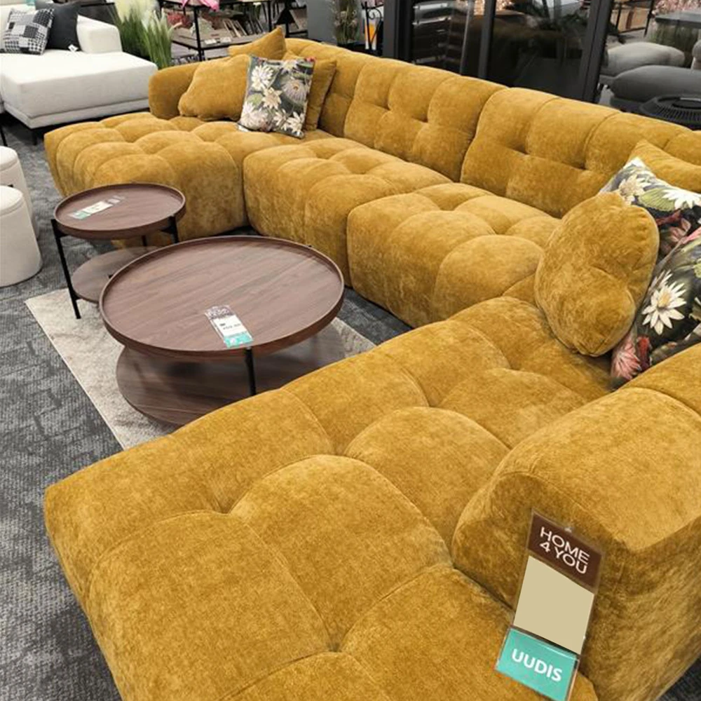 Home4You Kampinė sofa FORTE U-shape, Rudai Geltona, Dešininis Kampas