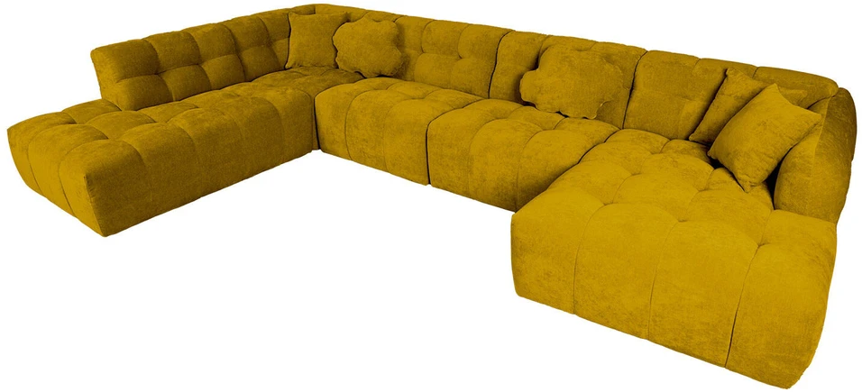 Home4You Kampinė sofa FORTE U-shape Rusvai Geltona, Kairinis Kampas