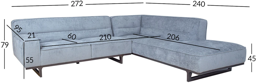 Home4You Kampinė sofa HASSO RC Sidabrinė pilka