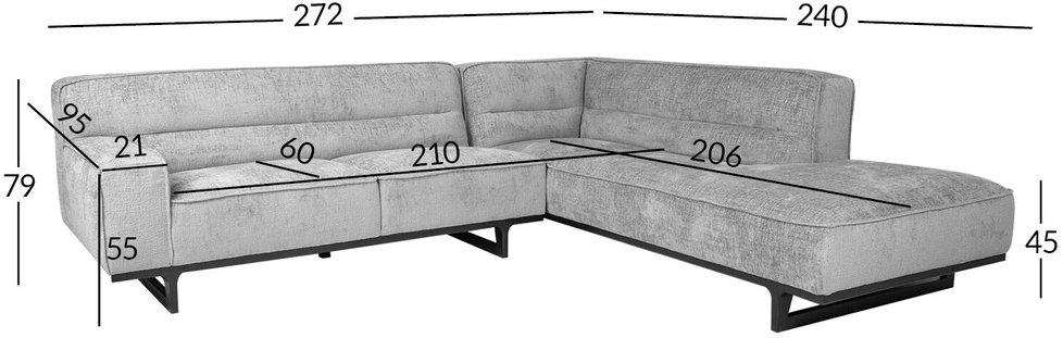 Home4You Kampinė sofa HASSO RC, Pilka