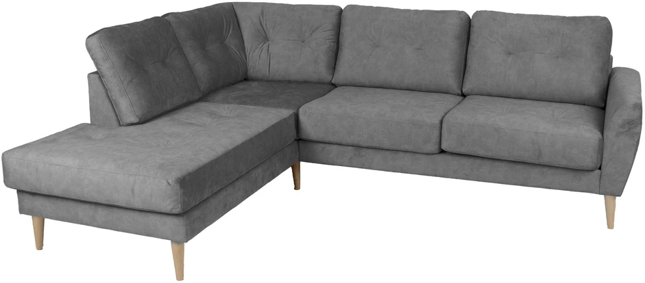Home4You Kampinė sofa HEIVI LC pilka aksominė