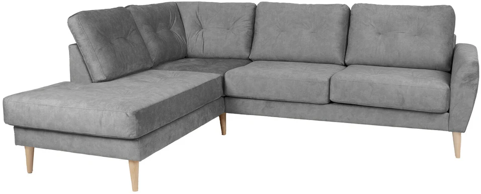 Home4You Kampinė sofa HEIVI LC pilka aksominė