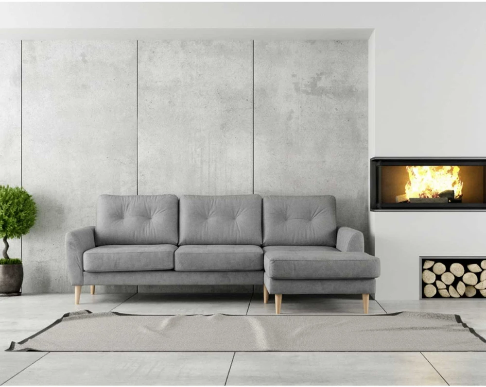 Home4You Kampinė sofa HEIVI RC pilka aksominė
