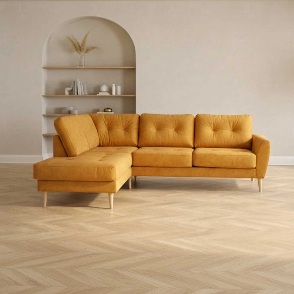 Home4You Kampinė sofa HEIVI KK, geltona.