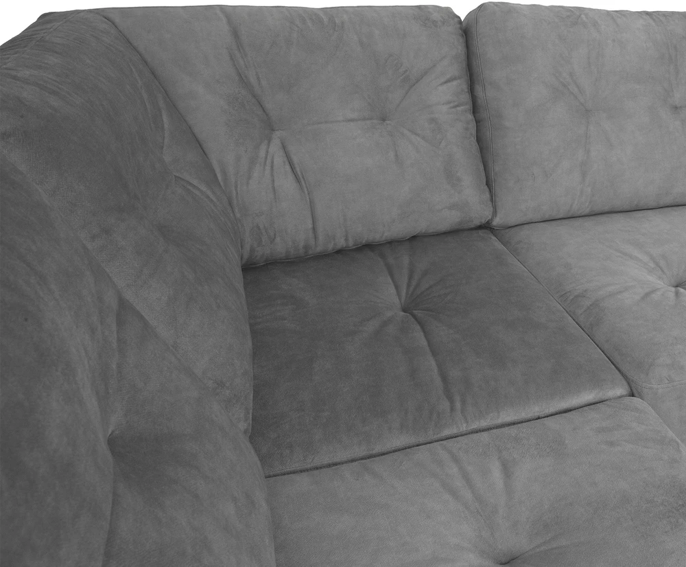 Home4You Kampinė sofa HEIVI LC pilka aksominė