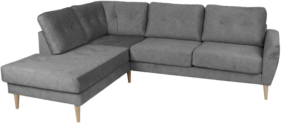Home4You Kampinė sofa HEIVI LC pilka aksominė