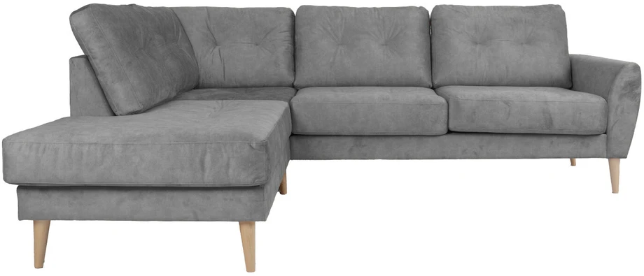 Home4You Kampinė sofa HEIVI LC pilka aksominė