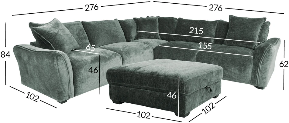 Home4You Kampinė sofa ir pufas DIVI mėtų žalia