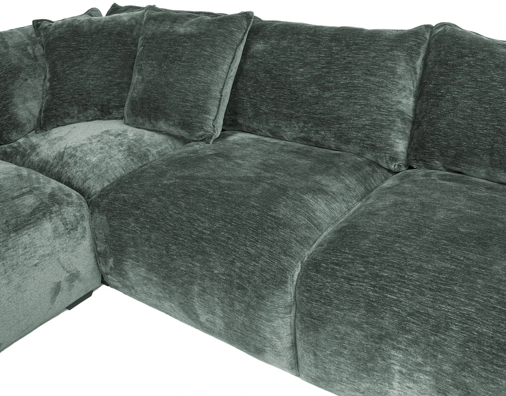 Home4You Kampinė sofa ir pufas DIVI mėtų žalia