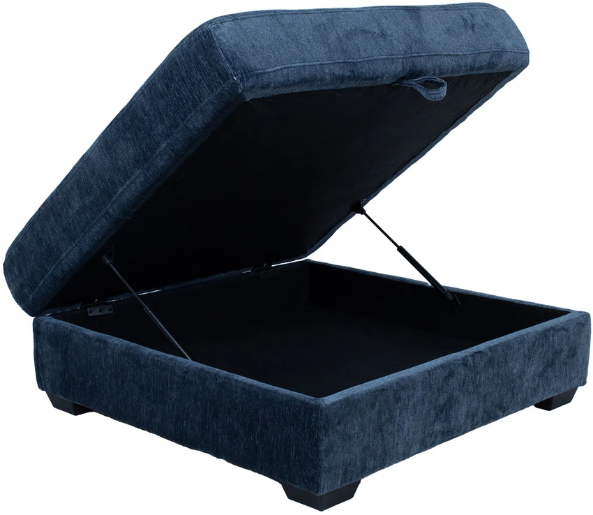 Home4You Mėlyna Kampinė sofa ir pufas DIVI tamsiai mėlyna