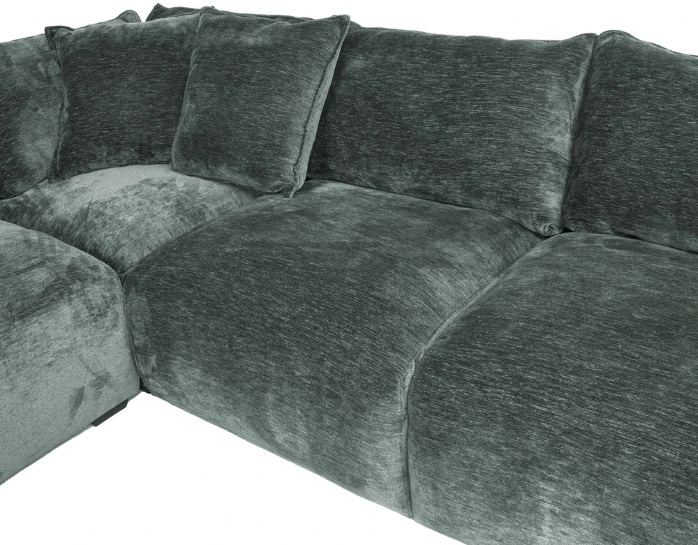 Home4You Kampinė sofa ir pufas DIVI mėtų žalumo