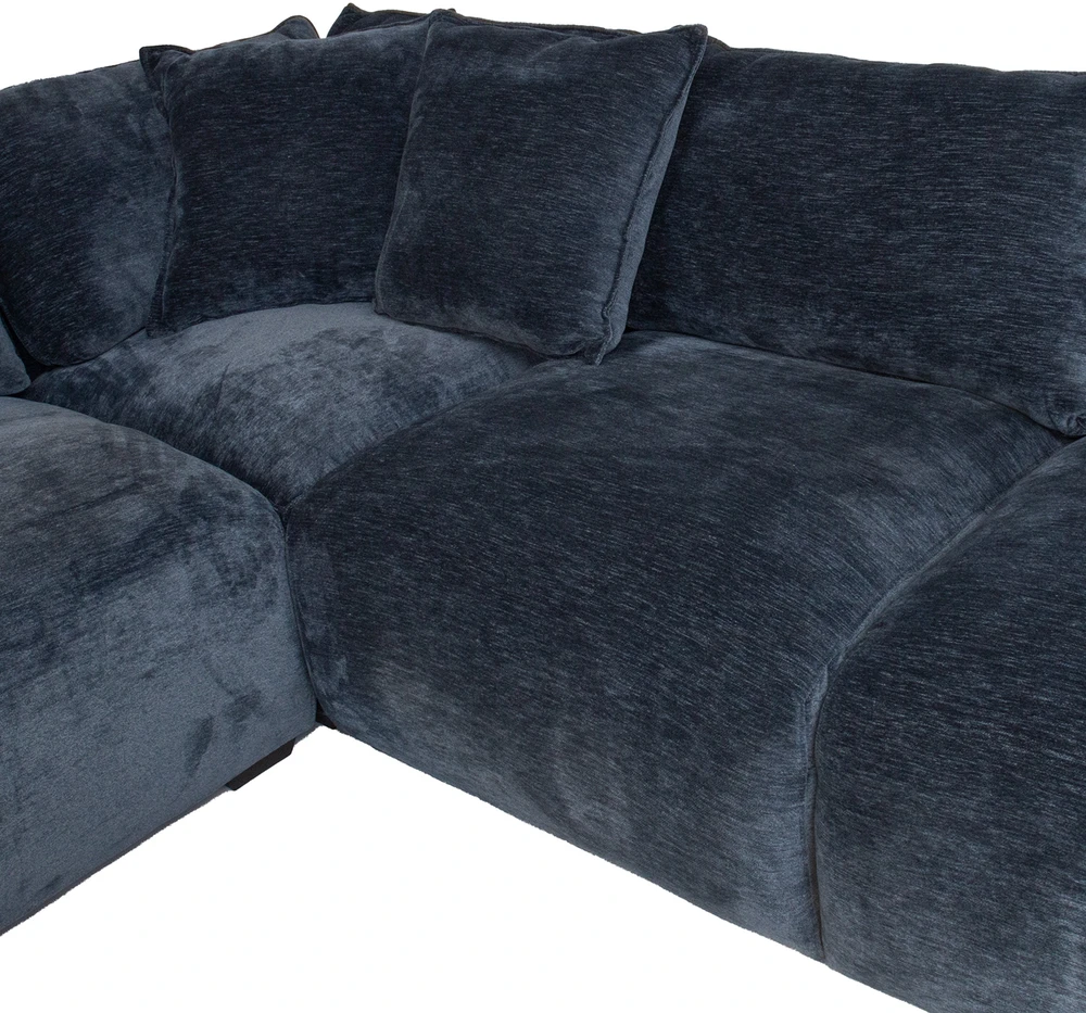 Home4You Mėlyna Kampinė sofa ir pufas DIVI tamsiai mėlyna