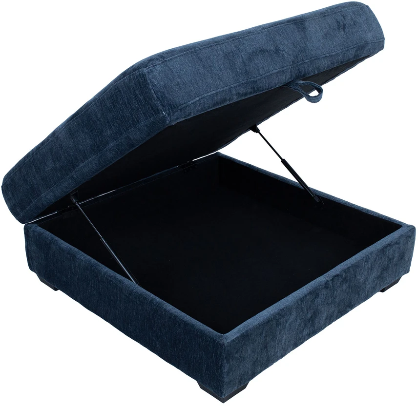Home4You Mėlyna Kampinė sofa ir pufas DIVI tamsiai mėlyna