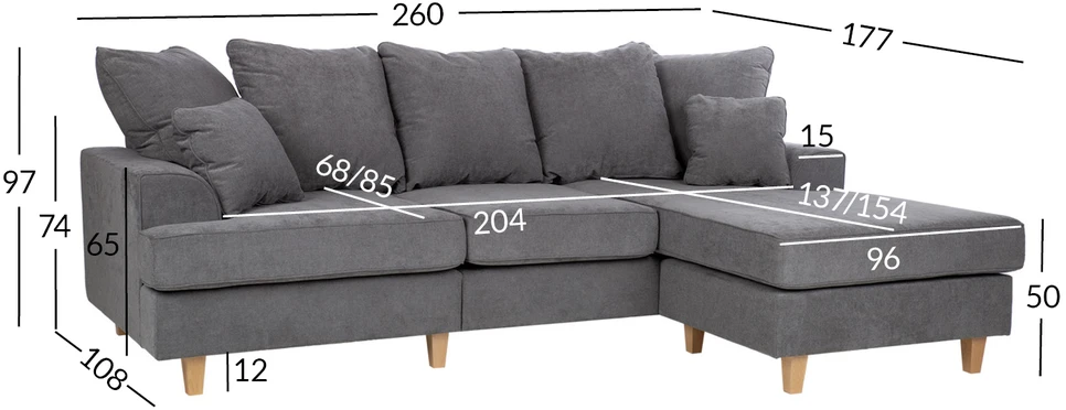 Home4You Kampinė sofa „JAMAICA“, pilkos spalvos