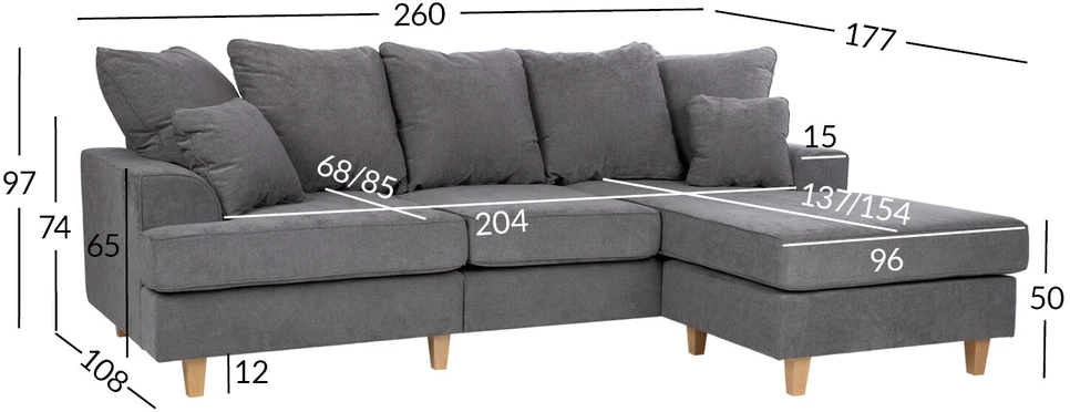 Home4You Kampinė sofa „JAMAICA“, pilkos spalvos