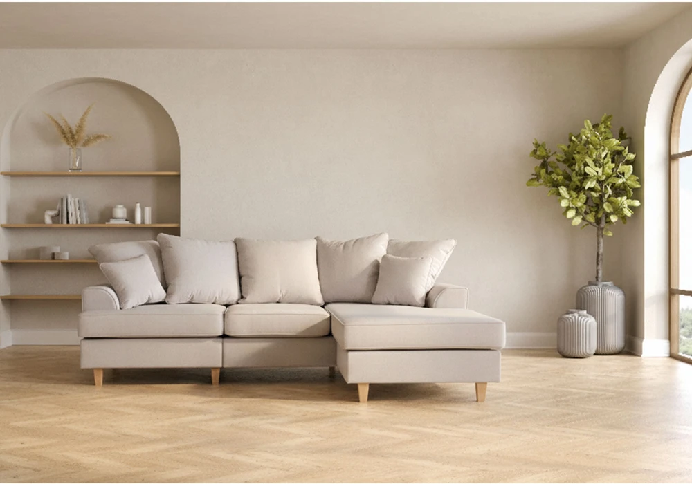 Home4You Kampinė sofa „JAMAICA“, šviesiai pilkos spalvos