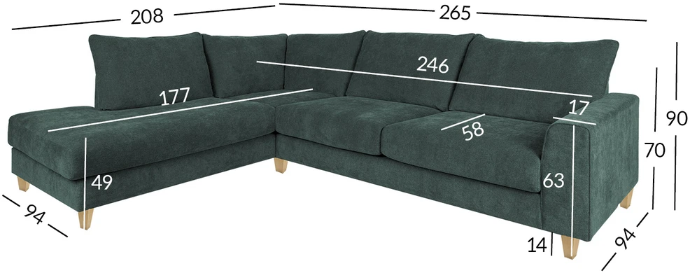 Home4You Kampinė sofa LAYLA LC, žalia