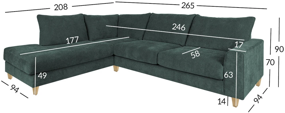 Home4You Kampinė sofa LAYLA LC, žalia
