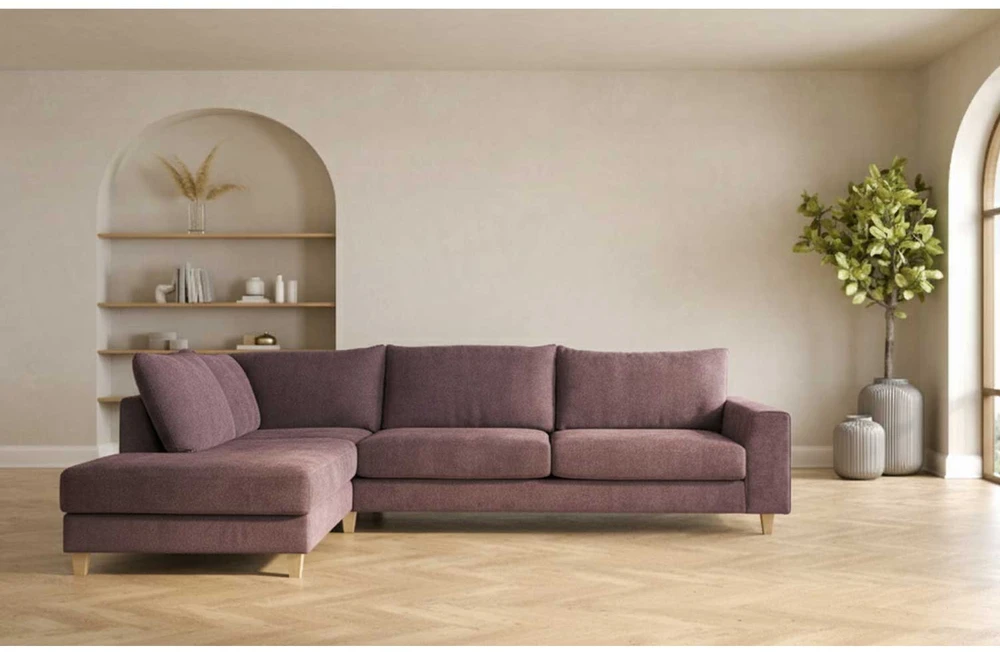 Home4You Kampinė sofa LAYLA LC Pilkai rožinė