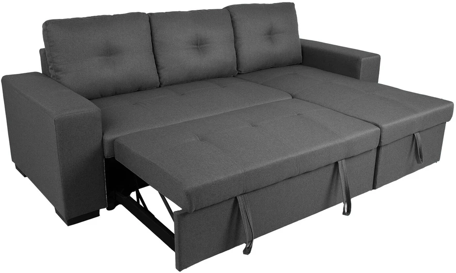 Home4You Kampinė sofa-lova CARITA, tamsiai pilka