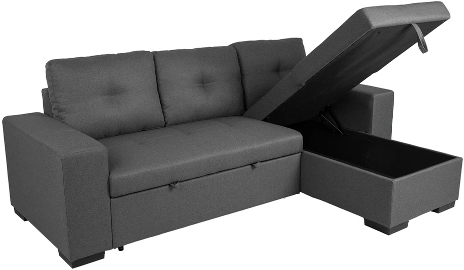Home4You Kampinė sofa-lova CARITA, tamsiai pilka