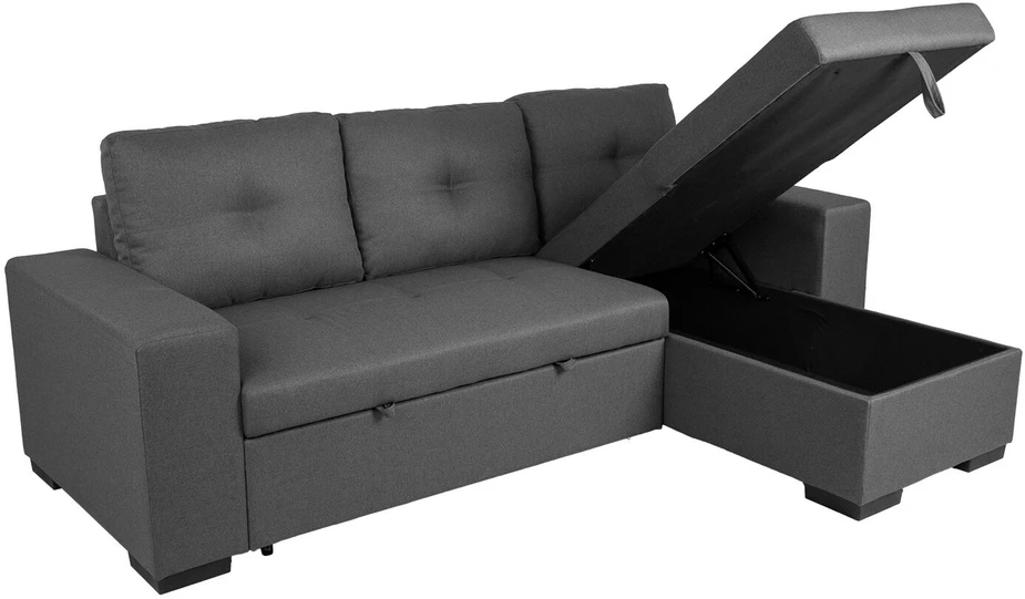 Home4You Kampinė sofa-lova CARITA, tamsiai pilka