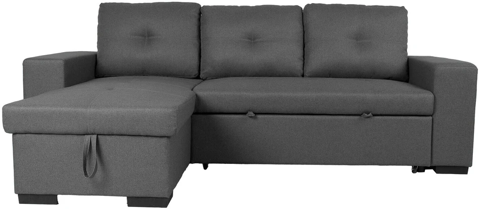Home4You Kampinė sofa-lova CARITA, tamsiai pilka