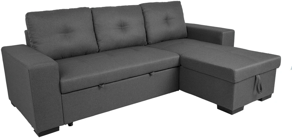 Home4You Kampinė sofa-lova CARITA, tamsiai pilka