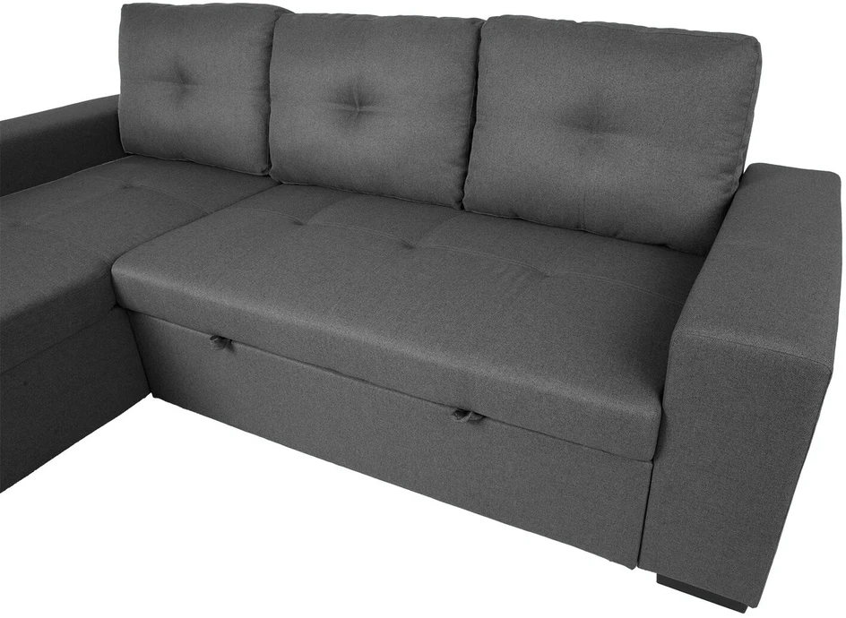 Home4You Kampinė sofa-lova CARITA, tamsiai pilka